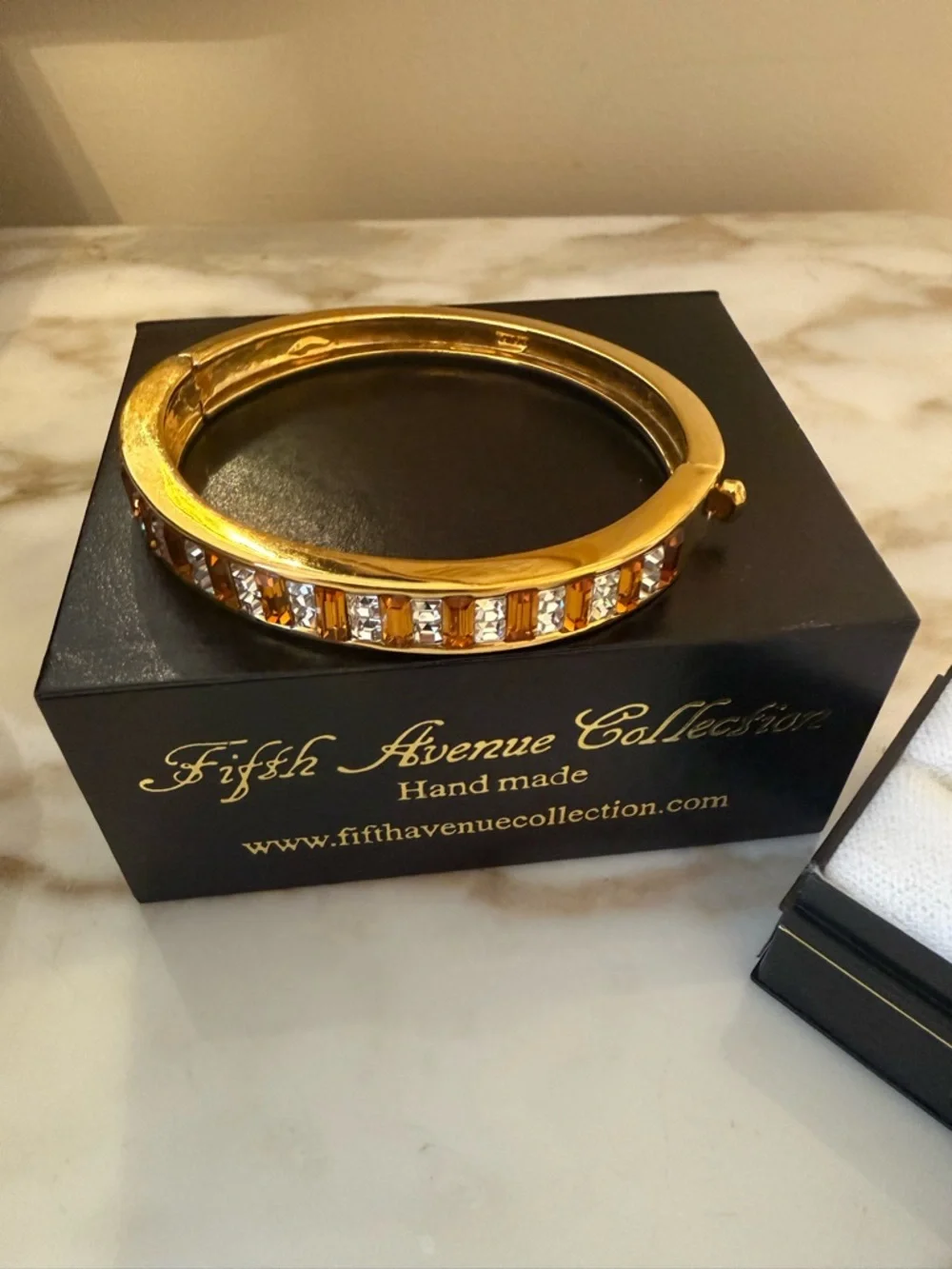 Gold Crystal Bangle Bracelet - Picture 3 of 3